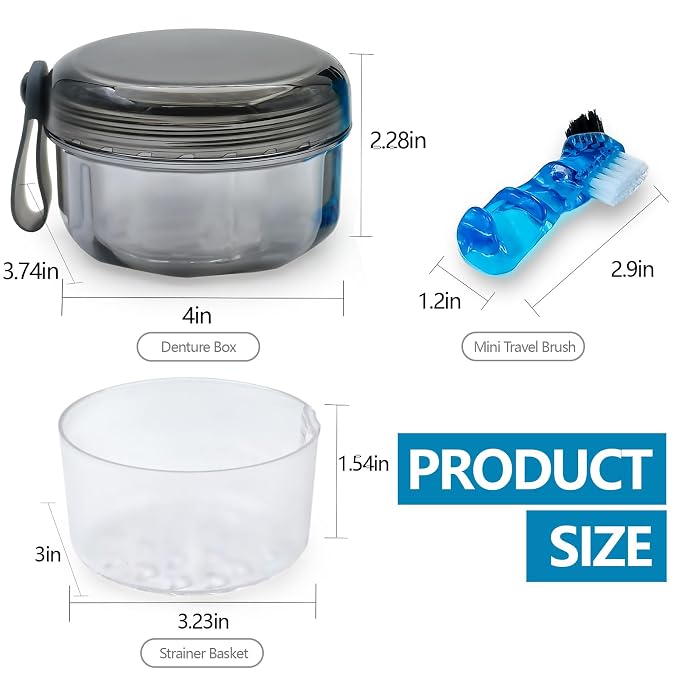 Leak Proof Denture Cups for Soaking Dentures, Partial Denture Bath Case Travel - Image 3