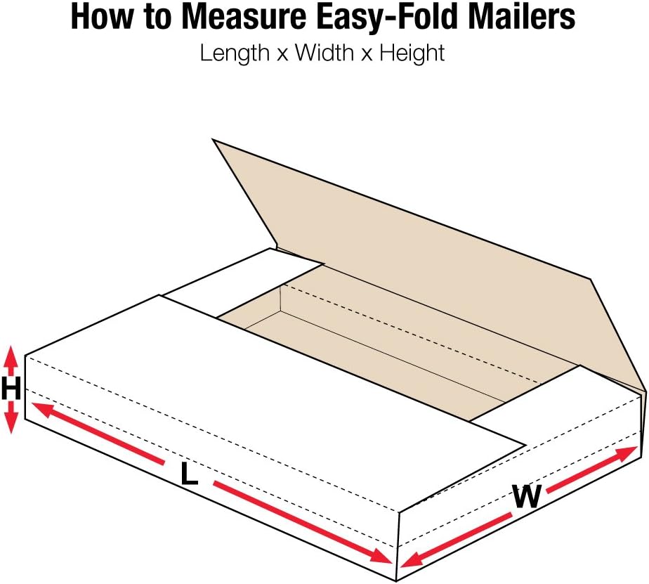 BOX USA White Easy-Fold Mailing Boxes, 12 1/8" x 9 1/8" x 2", ...