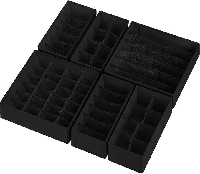 6 Pack Sock Underwear Drawer Organizer Dividers, 58 Cell Foldable Fabric - Image 8