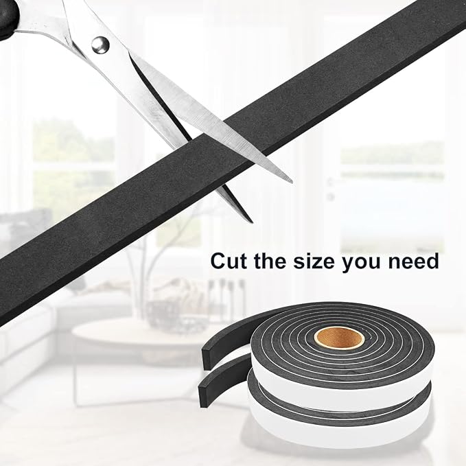 2 Rolls Weather Stripping Door Seal, 3/4'' W x 3/8'' T Foam Tape Close Cell - Image 4