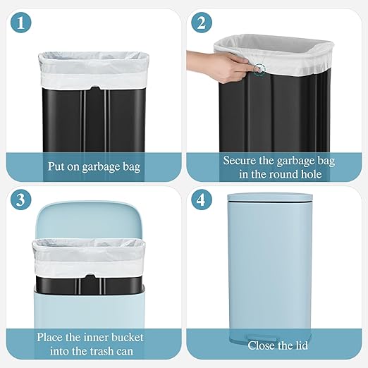 AthLike Trash Can, Stainless Steel Kitchen Garbage Can, Step Waste Bin - Image 9