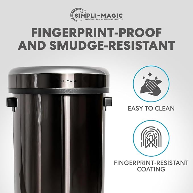 65 Liter / 17 Gallon Open Top Trash Can, Elegant Black Finish - Image 4