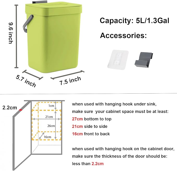 LALASTAR Small Plastic Trash Can, Hanging Small Trash Can - Image 7