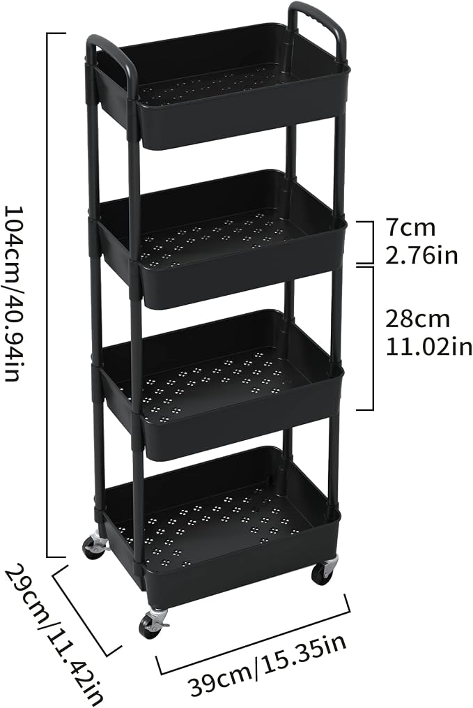 Sywhitta 4-Tier Plastic Rolling Utility Cart - Image 2