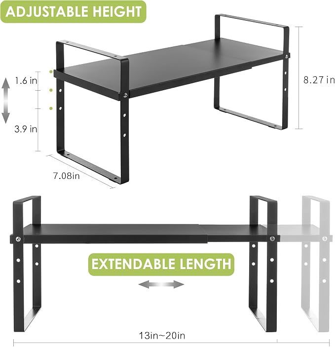 Expandable Cabinet Shelf Organizer Rack, Stackable Kitchen Counter Storage - Image 3