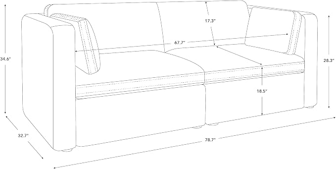 CHITA Small Modular Sectional Fabric Sofa Set, Extra Comfty Loveseat Cloud Couch - Image 2