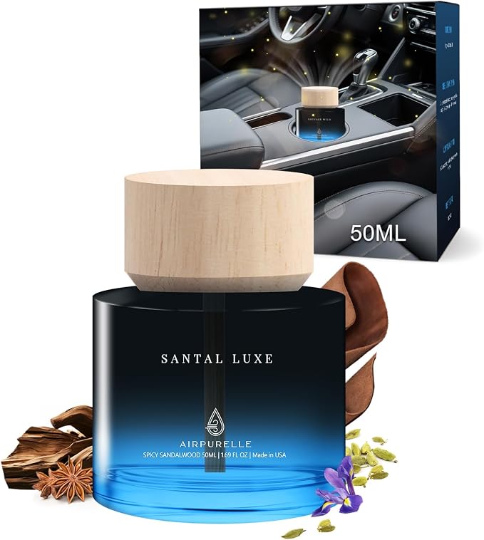 Car Air Freshener for Men & Women – Long-Lasting Spicy Sandalwood Essential Oil by AIRPURELLE