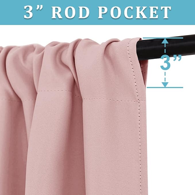 RYB Home Privacy Closet Curtains 36 inch 2 Panels Set, Room Darkening Rod - Image 2