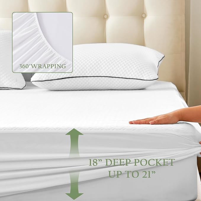100% Waterproof King Mattress Protector, Breathable Bamboo Rayon Mattress Cover - Image 6