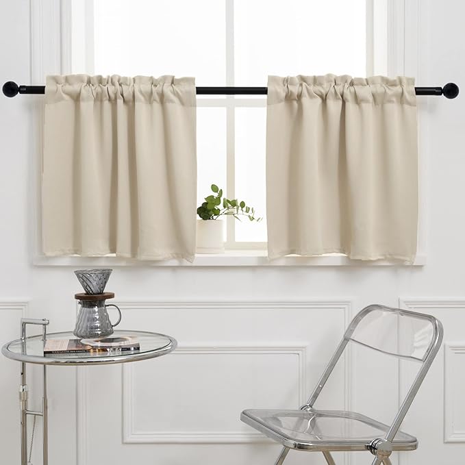 Pickluc Cafe Curtain 24 Inches Length, Rod Pocket Kitchen Curtain, Short by PICKLUC