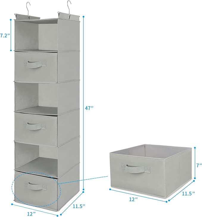 MAX Houser 6 Tier Shelf Hanging Closet Organizer, Closet Hanging Shelf - Image 3