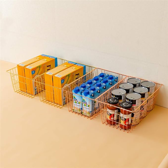 SANNO Wire Storage Basket, Farmhouse Pantre Freezer Baskets bins Metal Baskets - Image 5