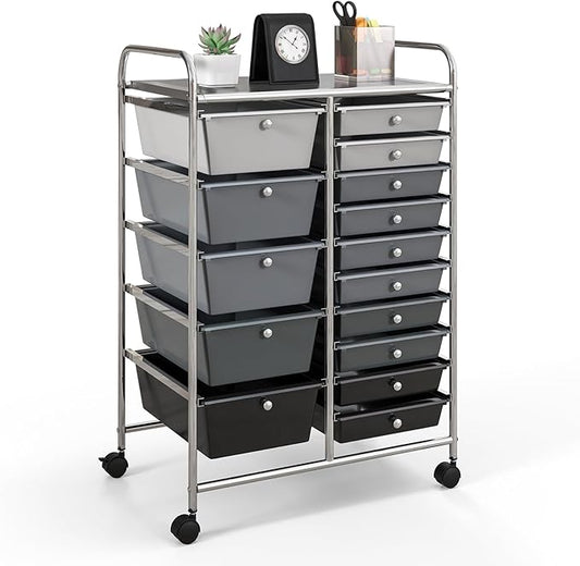 GOFLAME 15-Drawer Rolling Storage Cart, Utility Cart by GOFLAME