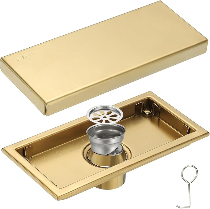 uxcell Rectangular Shower Drain, Brushed 304 Stainless Steel Odor-Proof Floor by uxcell
