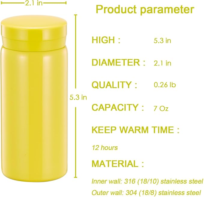 Mini Thermos Cute Water Bottle - 7 oz Tiny Insulated Vacuum 18/10 Stainless - Image 2