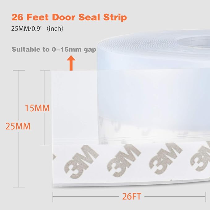 26 Feet Silicone Seal Strip, Door Weather Stripping Window Sealing Tape - Image 3