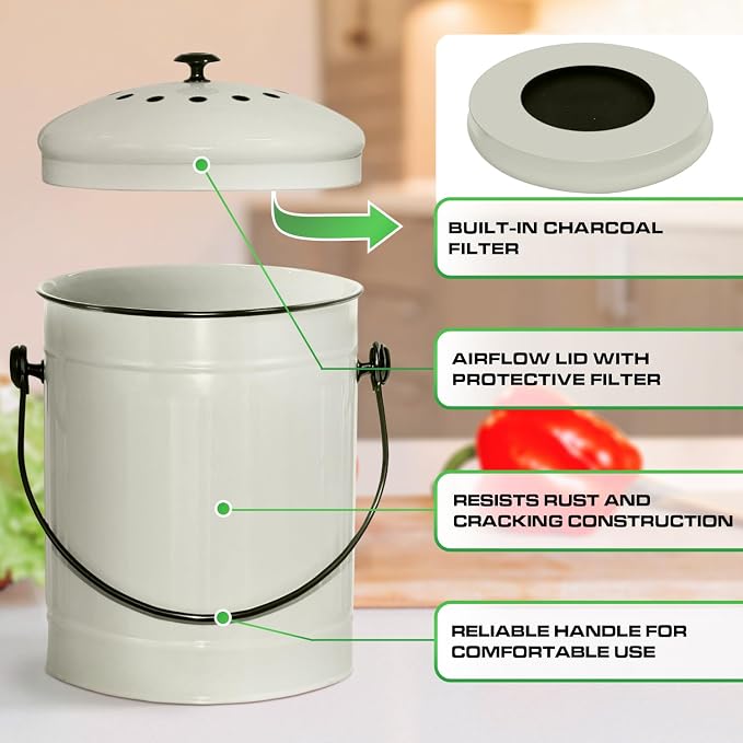 Plexon Countertop Compost Bin Kitchen Indoor - Image 2