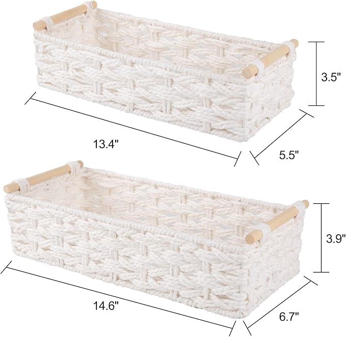 OIAHOMY Toilet Paper Baskets Handmade Paper Rope Decorative Wicker Storage Tank - Image 3
