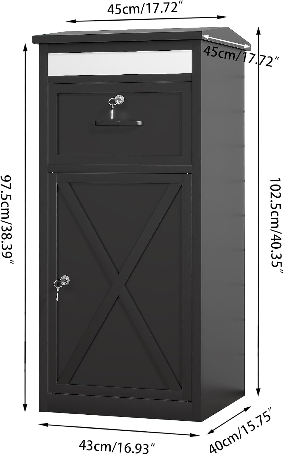 Package Delivery Boxes for Outside with Lock, Black
