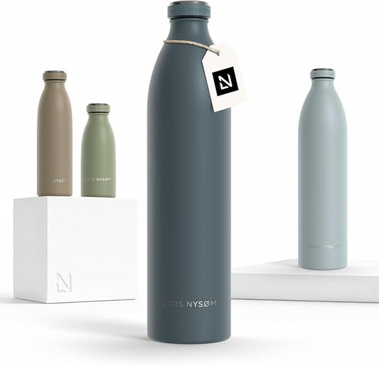 LARS NYSØM Stainless Steel Insulated XL Water Bottle 12oz 17oz 25oz 34oz 51oz | by LN