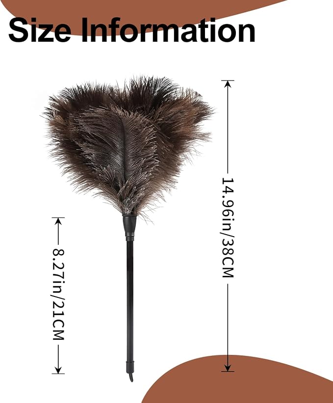 Ostrich Feather Duster-14.9 Inch Mini Natural Feathers Dusters - Image 2