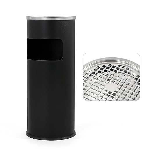 Trash Can Outdoor Waste Container Round Stainless Steel Trash Can by POWLAB