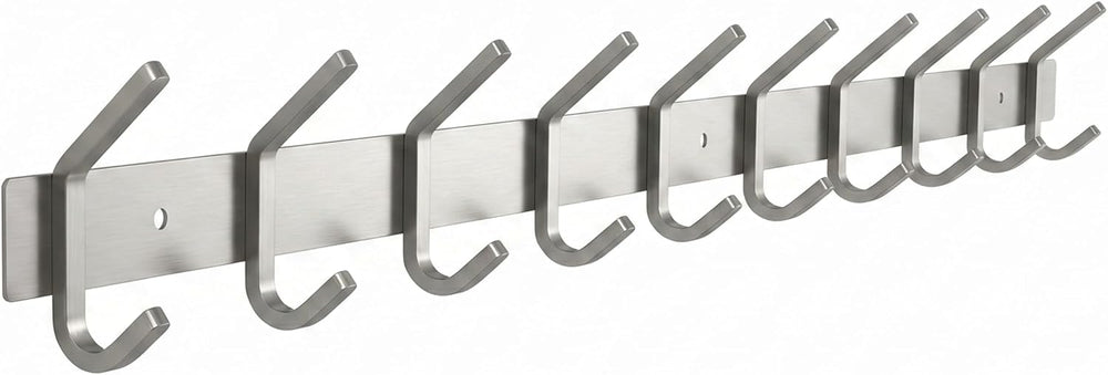Coat Rack Wall Mount – Brushed Nickel 30 Inch Stainless Steel Hook Rail with ...
