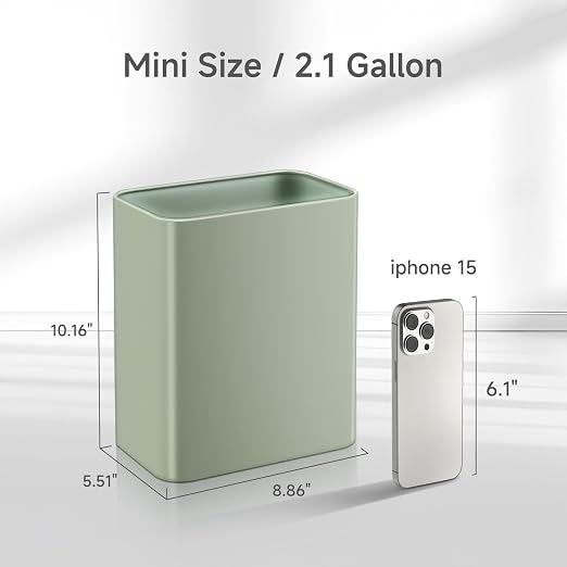 TIPGO Small Metal Trash Can, 2.1 Gallon Slim Trash Can - Image 2