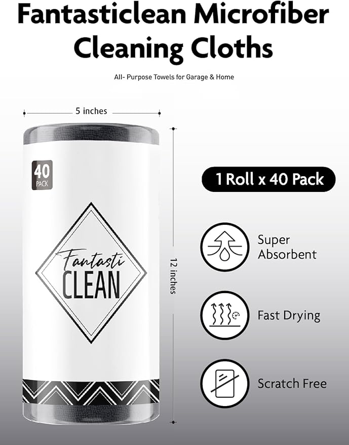 Fantasticlean Microfiber Cleaning Cloth Roll -40 Pack, Tear Away Microfiber - Image 6