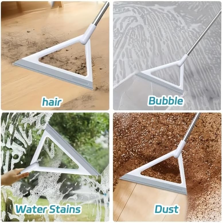 Magic Broom with Silicone Strip - Rubber Floor Sweeper with Removable Head for Pet Hair Dust and Everyday Floor Care on Tile Hardwood Glass Floors