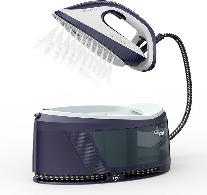 Steam Iron for Clothes, 1500W Professional Steam Station, 67.62oz Water Tank by IRONDAY