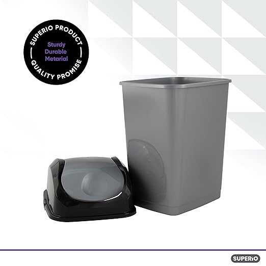 Superio Office Trash Can with Lid 9 Gallon Kitchen Garbage Can Bedroom Waste - Image 3