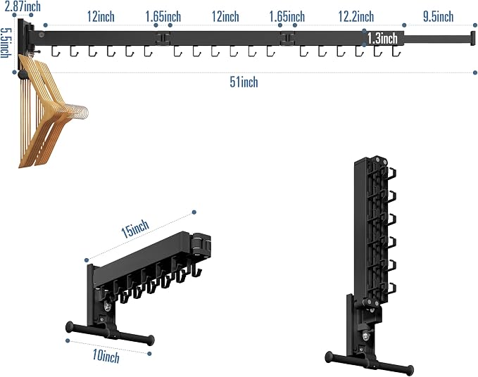 Clothes Drying Rack Wall Mounted, Laundry Drying Rack, Laundry Room Organization - Image 7