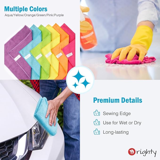 Orighty Microfiber Cleaning Cloth Pack of 12, Microfiber Towels - Image 6
