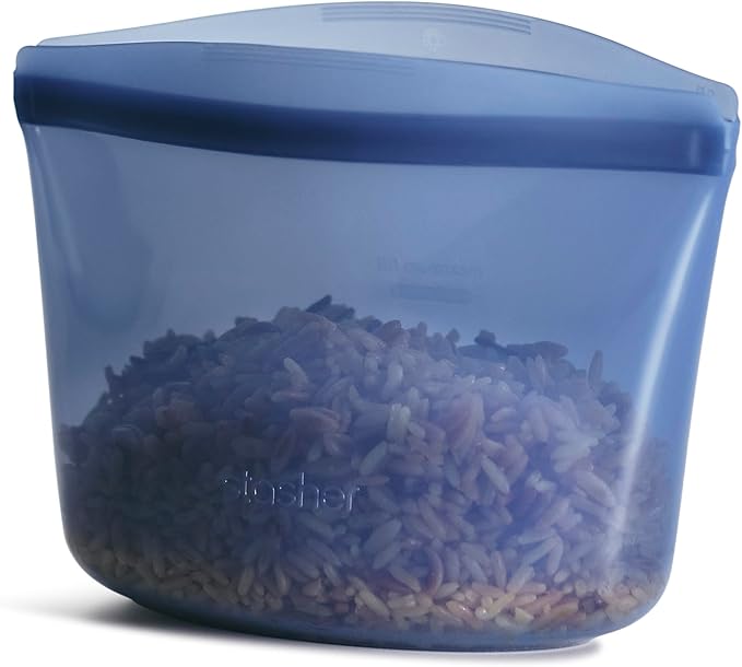 Stasher Premium Silicone Reusable Food Storage Bowl, Deep Ocean, Sous Vide by Stasher