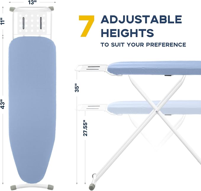 Full Size Ironing Board with Iron Rest, Heavy Duty Compact Ironing Board - Image 5
