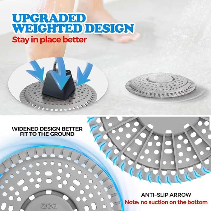 zaa Shower Drain Hair Catcher, 2 Pack Premium Silicone Drain Protector & Shower - Image 2