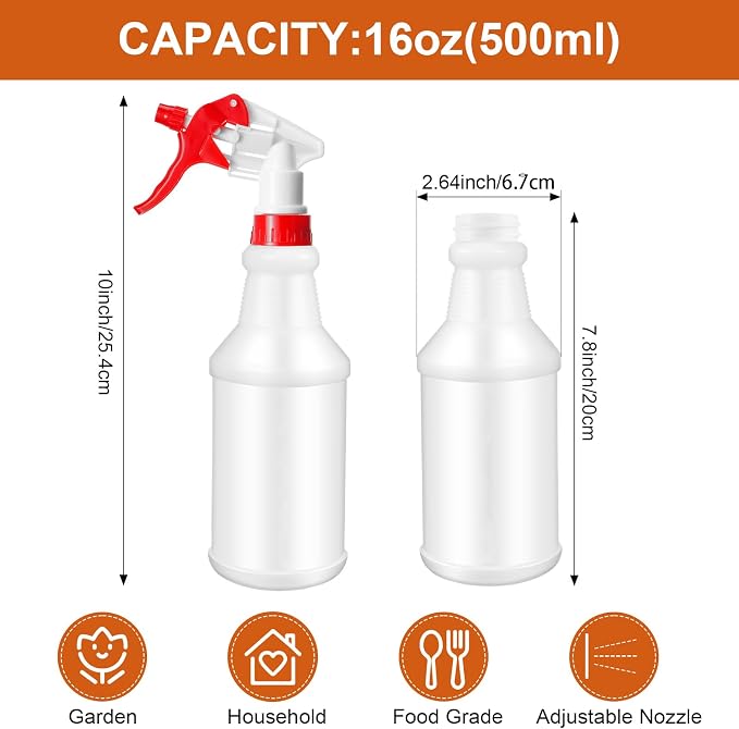 Eccliy 12 Pcs 16 Oz Plastic Spray Bottle, Adjustable Empty Reusable Sprayer - Image 2