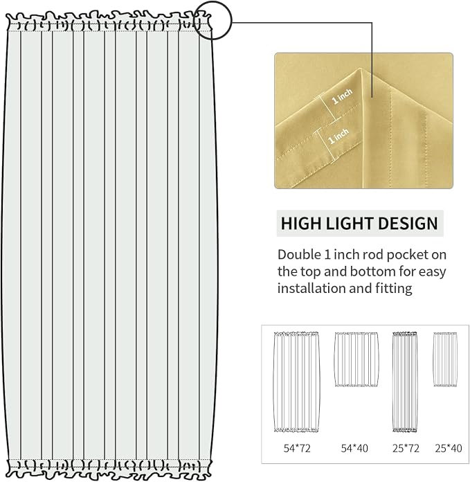 DWCN French Door Curtains – Rod Pocket Thermal Blackout Curtain - Image 3