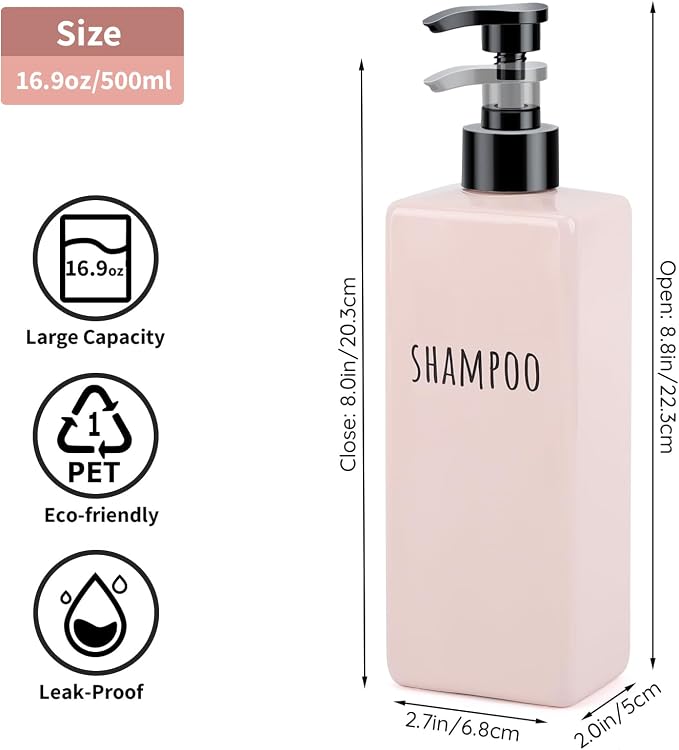 Segbeauty Refillable Shampoo and Conditioner Bottles, 500ml Empty Shower - Image 6