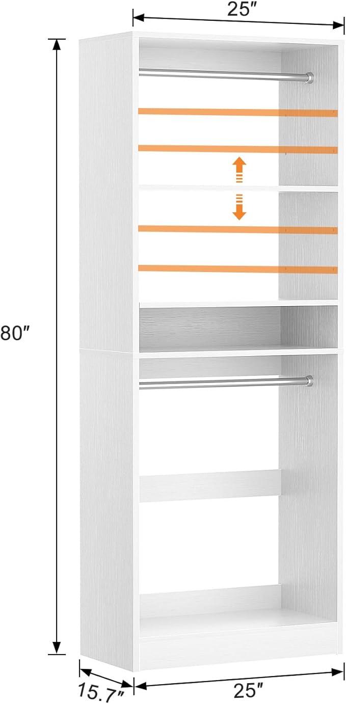 Unikito Freestanding Closet System, 25” Closet Organizer Wardrobe - Image 7
