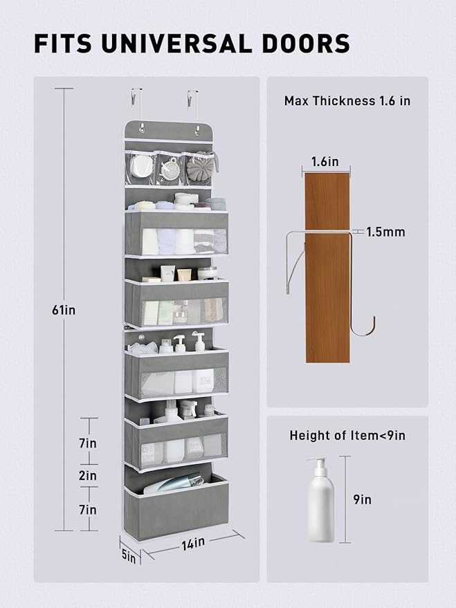 Yecaye 6-Tier Over the Door Storage Organizer, Flexible 1 Split into 2 - Image 6