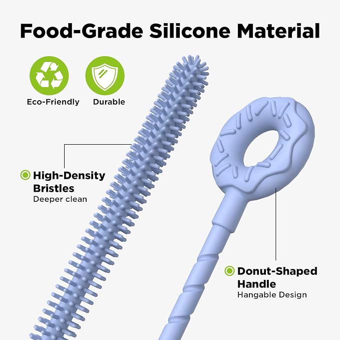 2 Pcs Silicone Straw Cleaner Brush, Extra Long Cleaning Brushes - Image 4