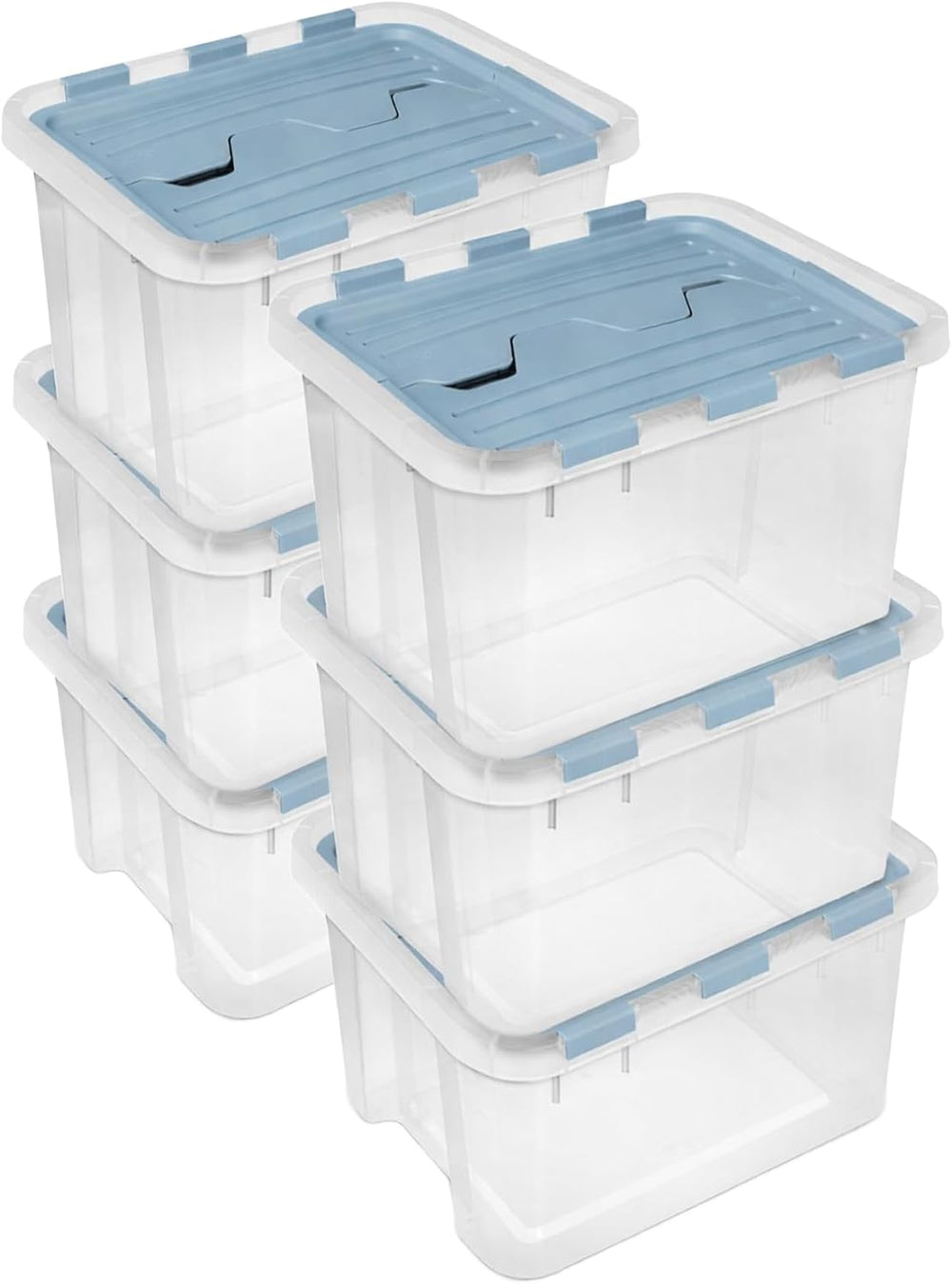 SteriliteHinged Lid Storage Box Plastic Container, 60 Quart, 6 Pack