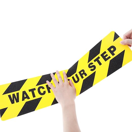 Boao 12 Pieces Watch Your Step Stickers Sign 6 x 24 Inch Caution Watch Your - Image 5