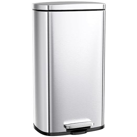 Arlopu 13.2 Gallon Step Trash Can, Stainless Steel Garbage Bin, Soft-Close by Arlopu
