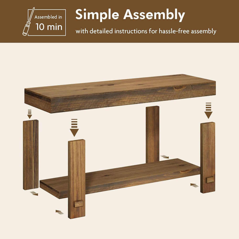 HOKYHOKY Solid Wood Entryway Bench - 42.6" Farmhouse Long Narrow Benches