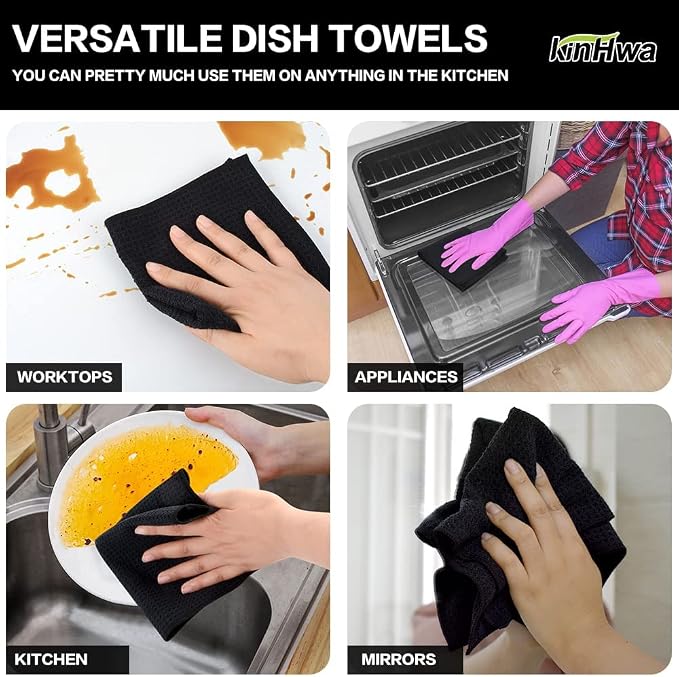 KinHwa Microfiber 6 Pack Dish Cloths Thick Waffle Weave Kitchen Dish Drying - Image 7