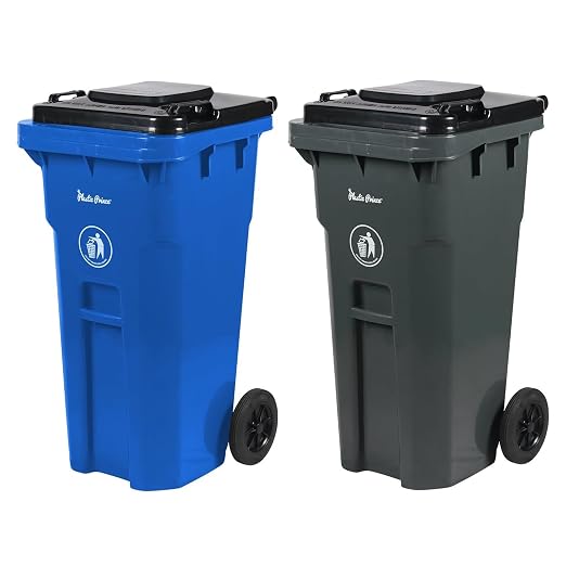 32 Gallon Trash Can with Wheels Outdoor Recycling Bin with Lid and Wheels Heavy by PlasticPrince