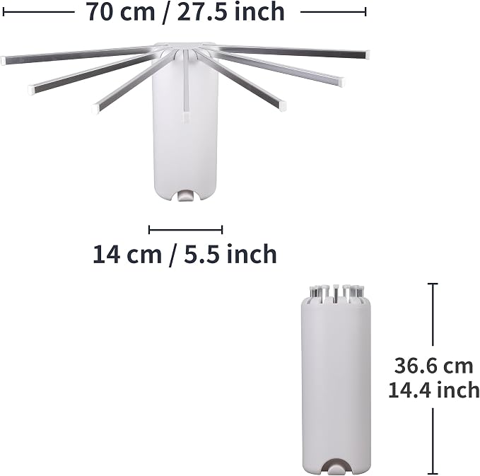 LEQ Wall Mounted Clothes Drying Rack, Garment Rack Foldable Space Saving - Image 7